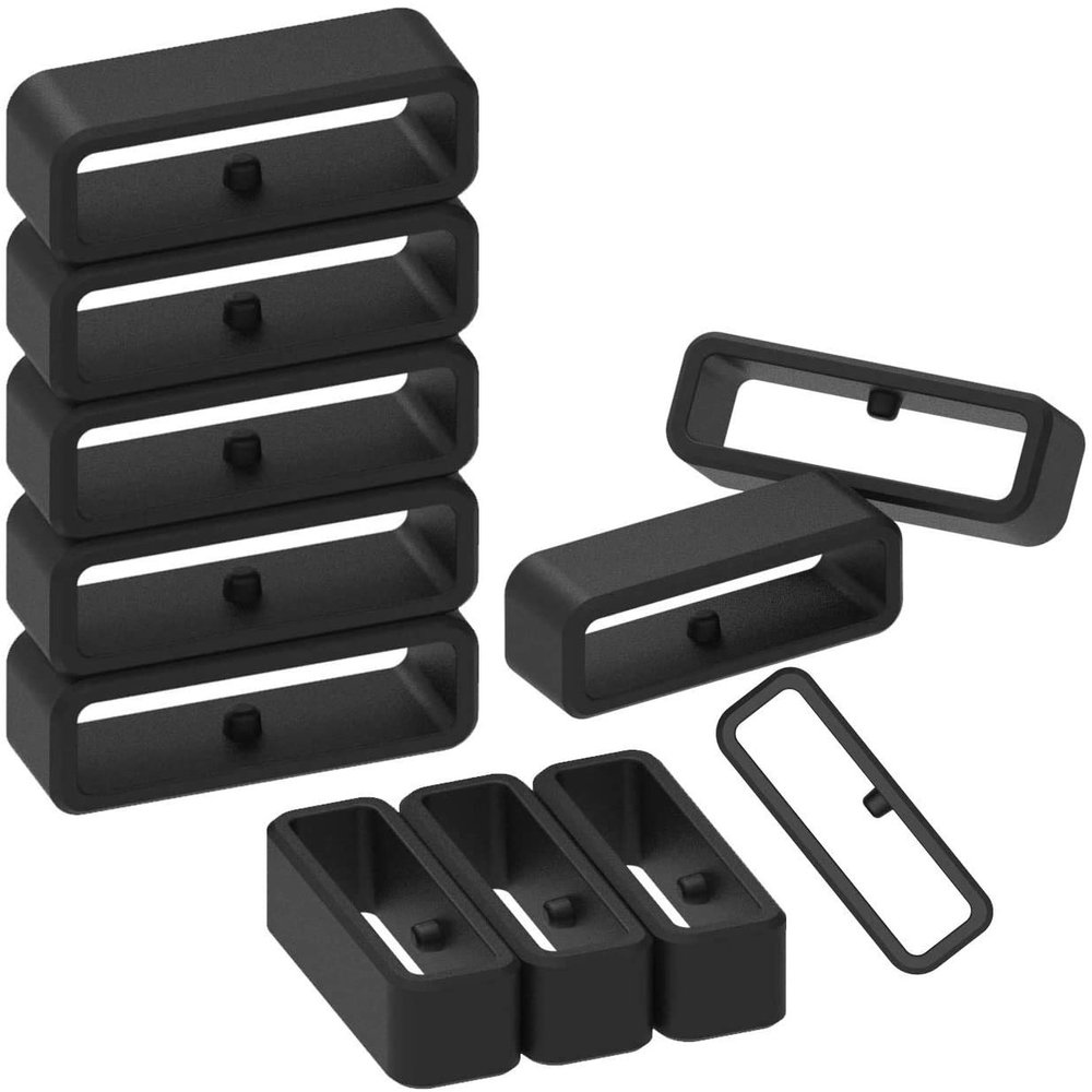 18mm /20mm / 22mm / 24mm / 26mm / 28mm Silicone Rubber Fastener Rings Watch Bands Security Loop Wristband Fastener Band Keeper Loops Replacement 11Pack Watch Band Fasteners (Black, for 22mm Band)