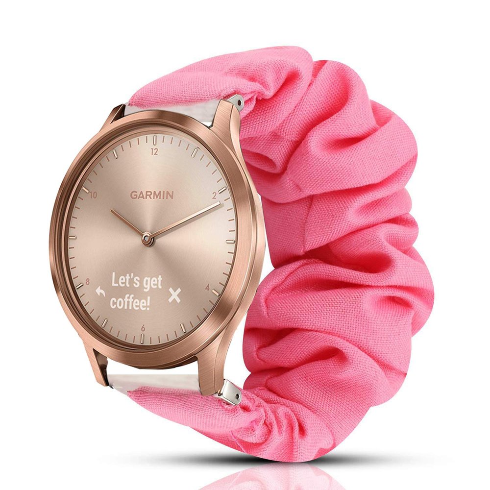 200Pcs Compatible for Garmin vivomove HR Band, Blueshaw Fabric Elastic Scrunchie Elastic Watch Band Women Cute Replacement Straps for Garmin vvomove HR Smartwatch (Pink)