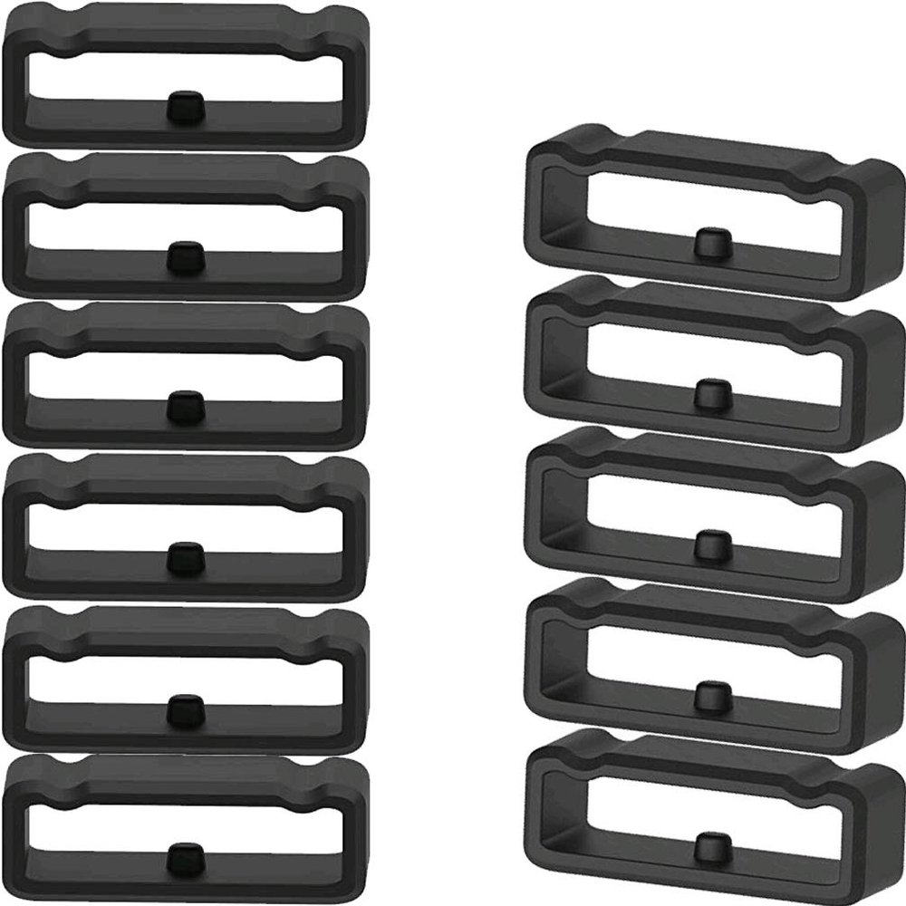 18mm /20mm / 22mm / 24mm / 26mm / 28mm Silicone Rubber Fastener Rings Watch Bands Security Loop Wristband Fastener Band Keeper Loops Replacement 11Pack Watch Band Fasteners (Black, for 24mm Band)