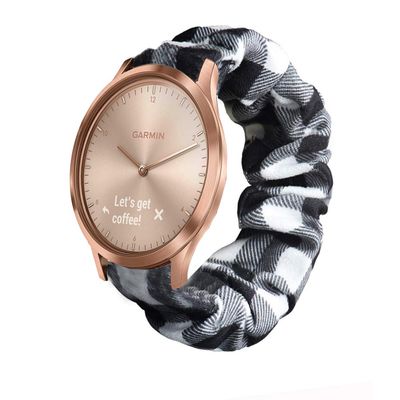 200Pcs Compatible for Garmin vivomove HR Band, Blueshaw Fabric Elastic Scrunchie Elastic Watch Band Women Cute Replacement Straps for Garmin vvomove HR Smartwatch (Grid)