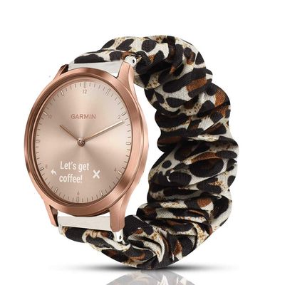 200Pcs Compatible for Garmin vivomove HR Band, Blueshaw Fabric Elastic Scrunchie Elastic Watch Band Women Cute Replacement Straps for Garmin vvomove HR Smartwatch (Leopard Print)