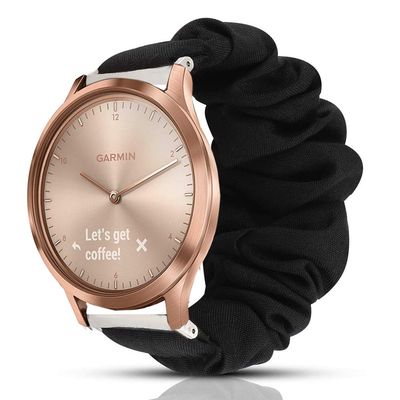 200Pcs Compatible for Garmin vivomove HR Band, Blueshaw Fabric Elastic Scrunchie Elastic Watch Band Women Cute Replacement Straps for Garmin vvomove HR Smartwatch (Black)