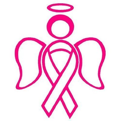 Breast Cancer Awareness 6" Tall Angel Ribbon Symbol Die Cut Decal - Pink Color