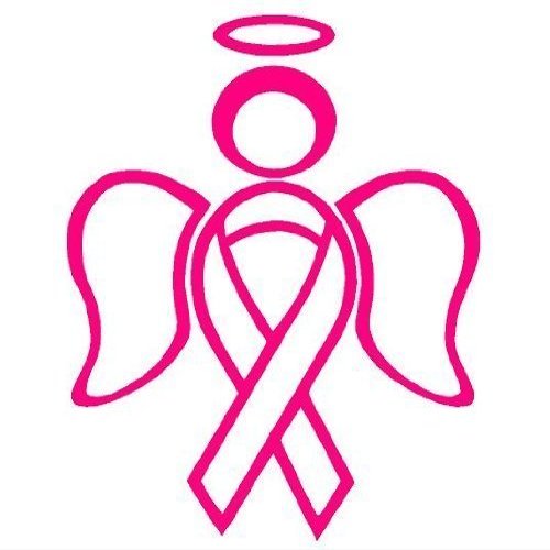 Breast Cancer Awareness 6" Tall Angel Ribbon Symbol Die Cut Decal - Pink Color