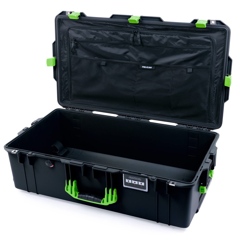 Black & Lime Green Pelican 1615 case. Comes with Combo lid Pouch - Organizer.