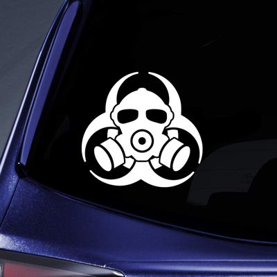 Bio Gas Mask Sticker Decal Notebook Car Laptop 5.5" (White)