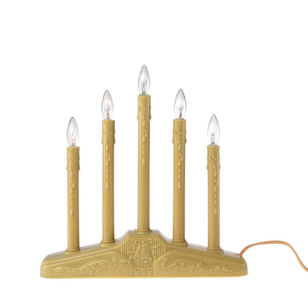 Creative Hobbies 5 Light Electric Candolier Indoor Christmas Candle Lamp, Ivory Plastic with Clear C7 Incandescent Light Bulbs