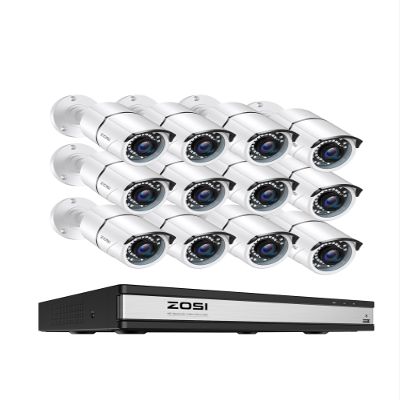 ZOSI H.265+ 1080p 16 Channel Home Security Camera System with AI Human Vehicle Detect,16CH DVR Recorder and 12 x 1080p CCTV Bullet Camera Outdoor Indoor, 120ft Night Vision, 105Wide Angle (No HDD)