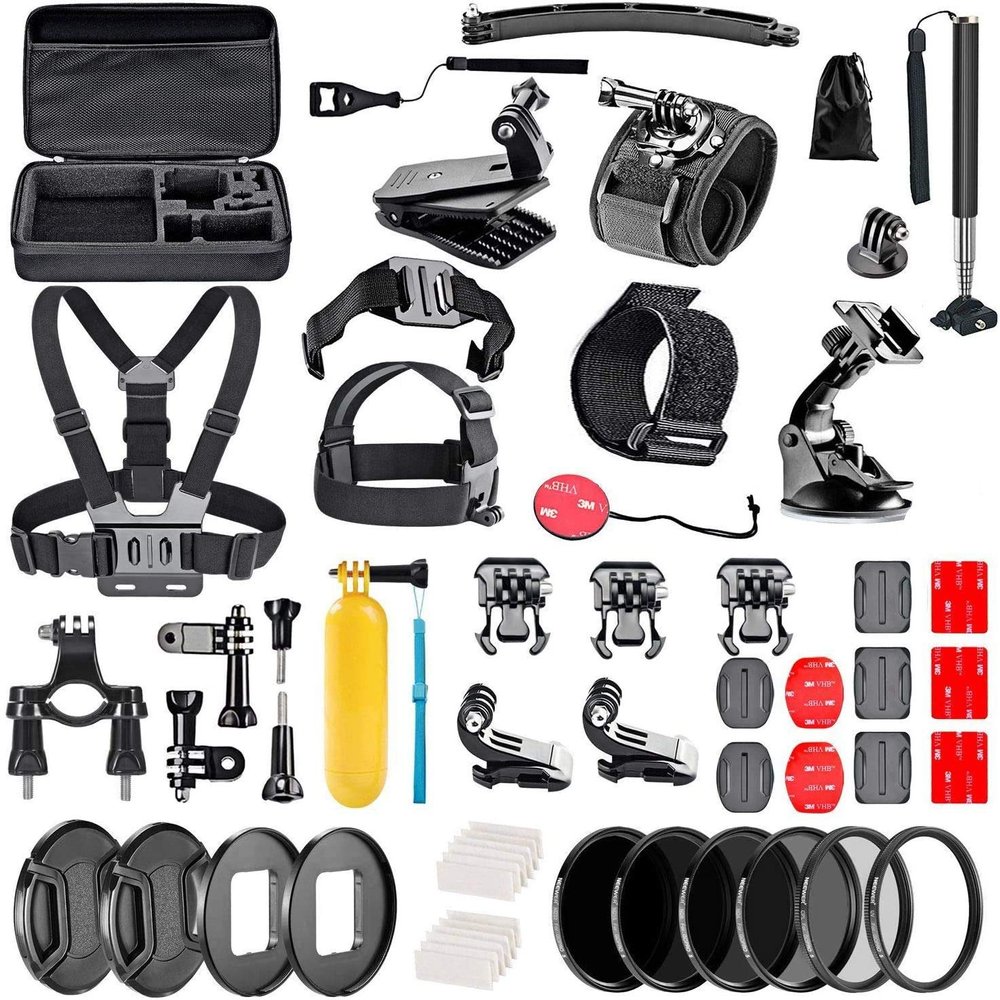 Navitech 60-in-1 Action Camera Accessories Combo Kit with EVA Case - Compatible with Kaiser Baas X250 Action Camera