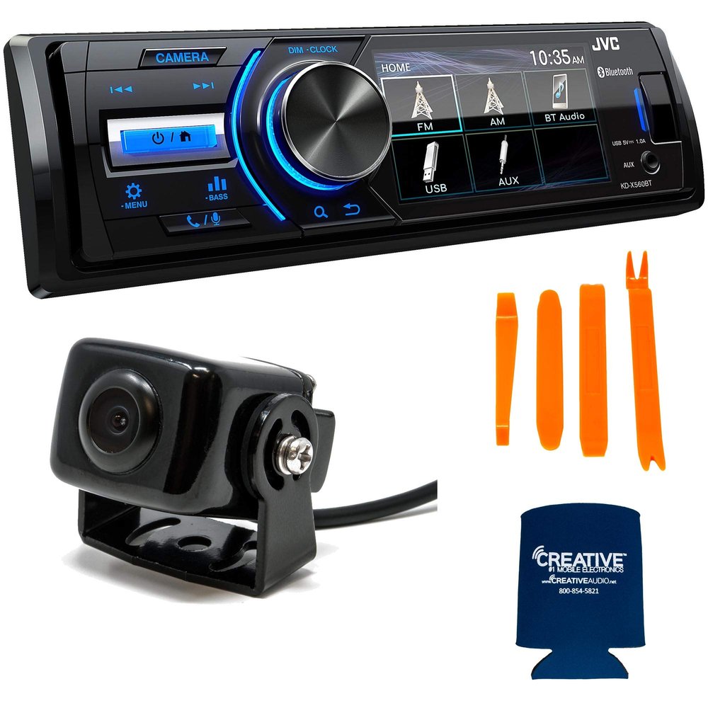 JVC KD-X560BT 1-DIN Power Sports Digital Media Receiver 3 Inch LCD Display Compatible with Front Camera