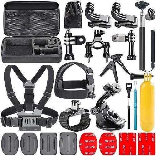 Navitech 18-in-1 Action Camera Accessories Combo Kit with EVA Case - Compatible with Yuntab W9 Action Camera