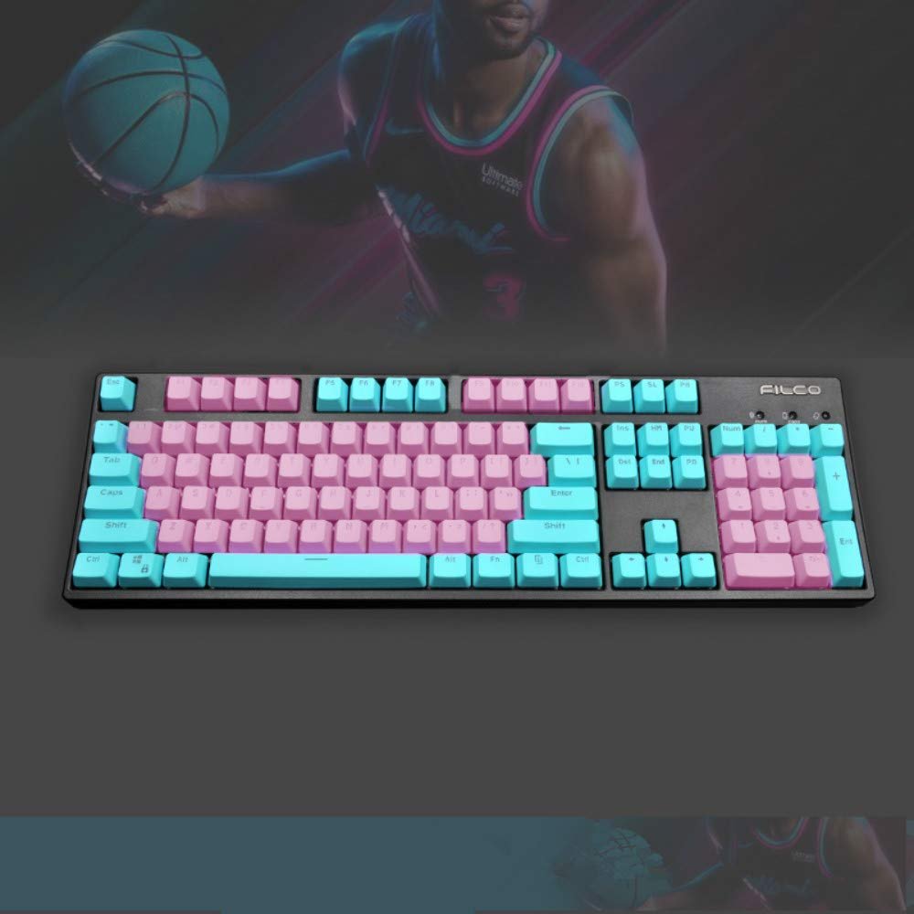 104 Keys Double Shot PBT Translucnt Backlit Keycap OEM Profile Keyset for All Cherry MX Switches Mechanical Gaming Keyboards Standard ANSI Layout 108 104 87 TKL 60% (Miami Beta)