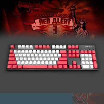 104 Keys Double Shot PBT Translucnt Backlit Keycap OEM Profile Keyset for All Cherry MX Switches Mechanical Gaming Keyboards Standard ANSI Layout 108 104 87 TKL 60% (Red Alert)