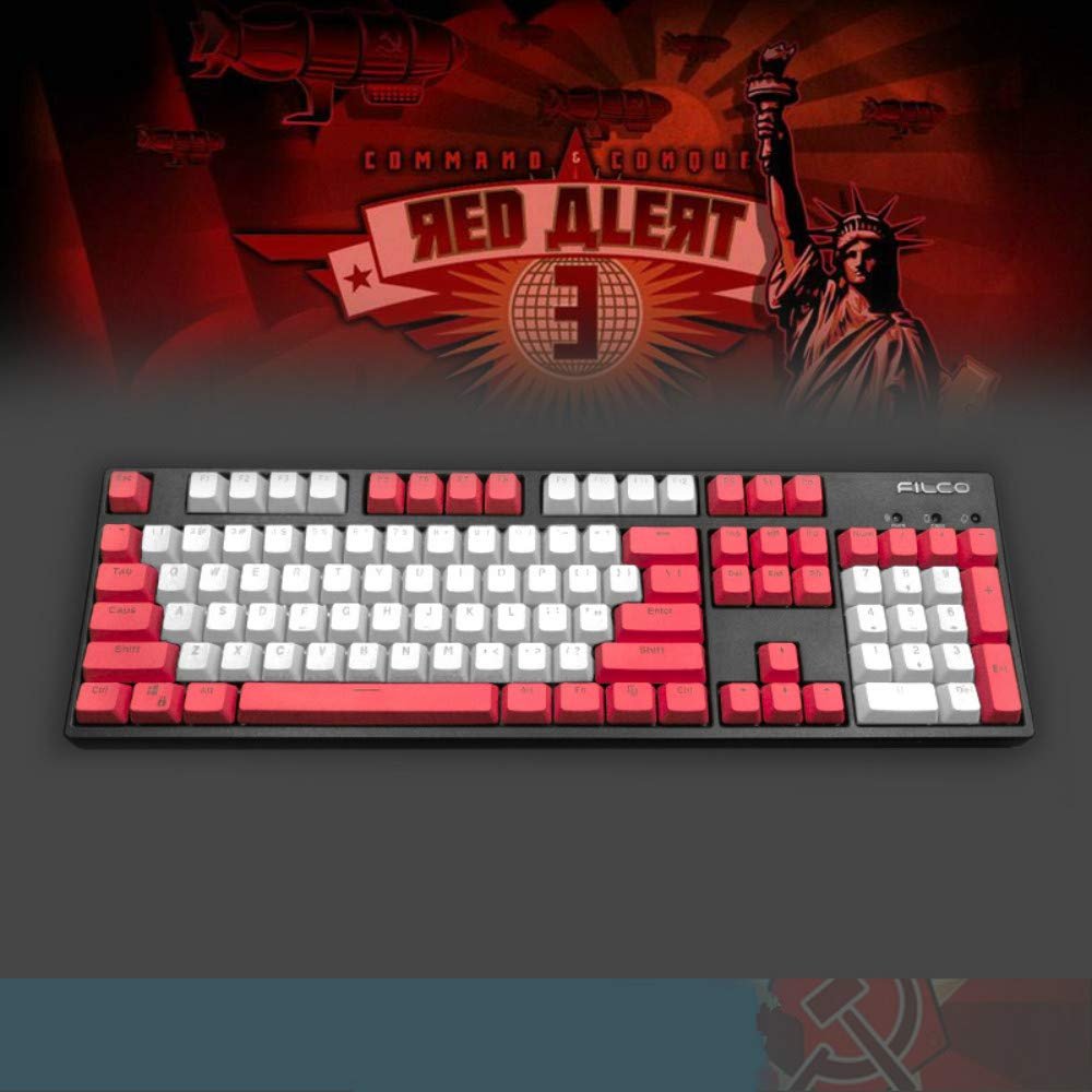 104 Keys Double Shot PBT Translucnt Backlit Keycap OEM Profile Keyset for All Cherry MX Switches Mechanical Gaming Keyboards Standard ANSI Layout 108 104 87 TKL 60% (Red Alert)