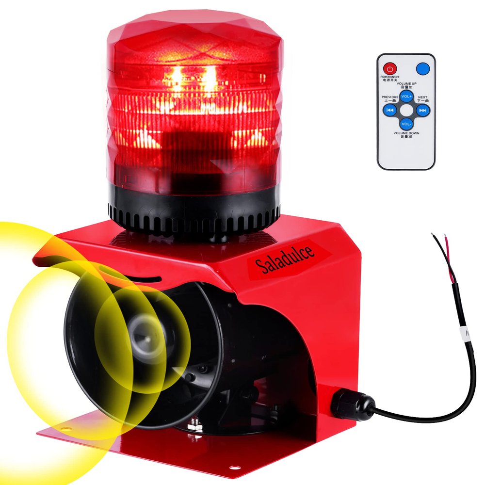 120dB Industrial Siren Alarm, IP65 Outdoor Sound and Light Alarm,, Adjustable Volume & Tone for Home, Office, Factory, Warehouse (Industrial, 110, V)