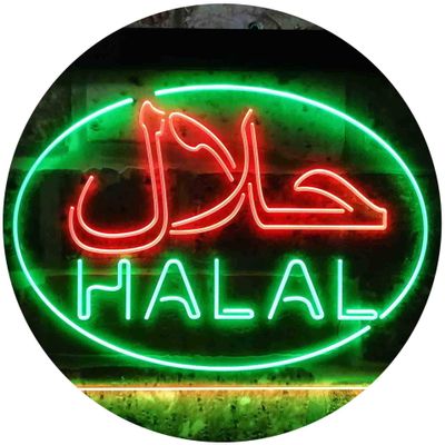 ADVPRO Halal Food Arabic Restaurant Dual Color LED Neon Sign Green & Red 16 x 12 Inches st6s43-i3746-gr