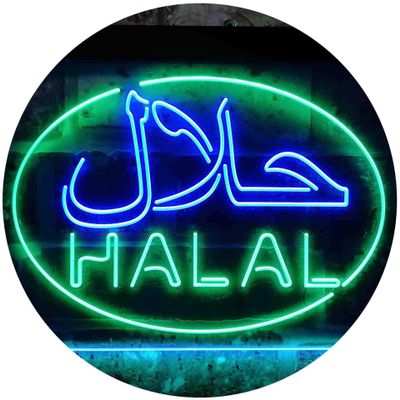 ADVPRO Halal Food Arabic Restaurant Dual Color LED Neon Sign Green & Blue 16 x 12 Inches st6s43-i3746-gb