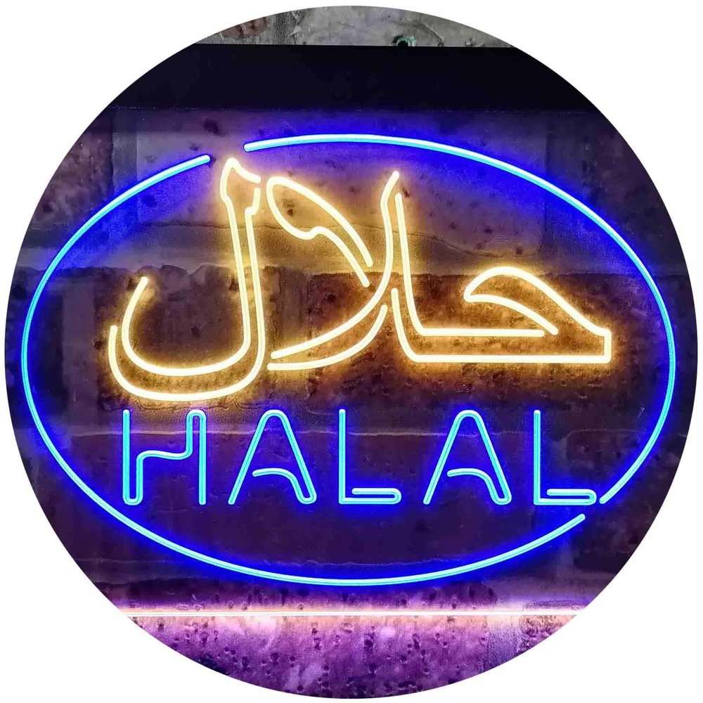 ADVPRO Halal Food Arabic Restaurant Dual Color LED Neon Sign Blue & Yellow 16 x 12 Inches st6s43-i3746-by