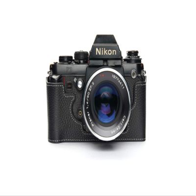 Nikon F3 Case, BolinUS Handmade Genuine Real Leather Half Camera Case Bag Cover for Nikon F3 F3HP F3AF F3T Camera with Hand Strap (Black)