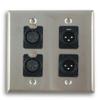 Dual Gang Stainless Steel Wall Plates with Two XLR Female/Two XLR Male Silver view 1