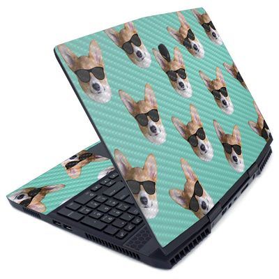 MightySkins Carbon Fiber Skin for Alienware M15 (2019) - Cool Corgi | Protective, Durable Textured Carbon Fiber Finish | Easy to Apply, Remove, and Change Styles | Made in The USA