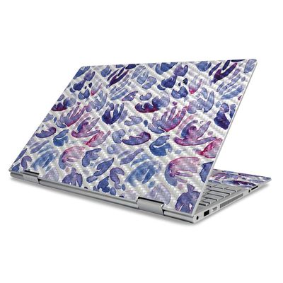 MightySkins Carbon Fiber Skin for HP Envy x360 15" (2019) - Blue Petals | Protective, Durable Textured Carbon Fiber Finish | Easy to Apply, Remove, and Change Styles | Made in The USA