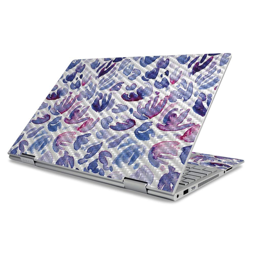 MightySkins Carbon Fiber Skin for HP Envy x360 15" (2019) - Blue Petals | Protective, Durable Textured Carbon Fiber Finish | Easy to Apply, Remove, and Change Styles | Made in The USA