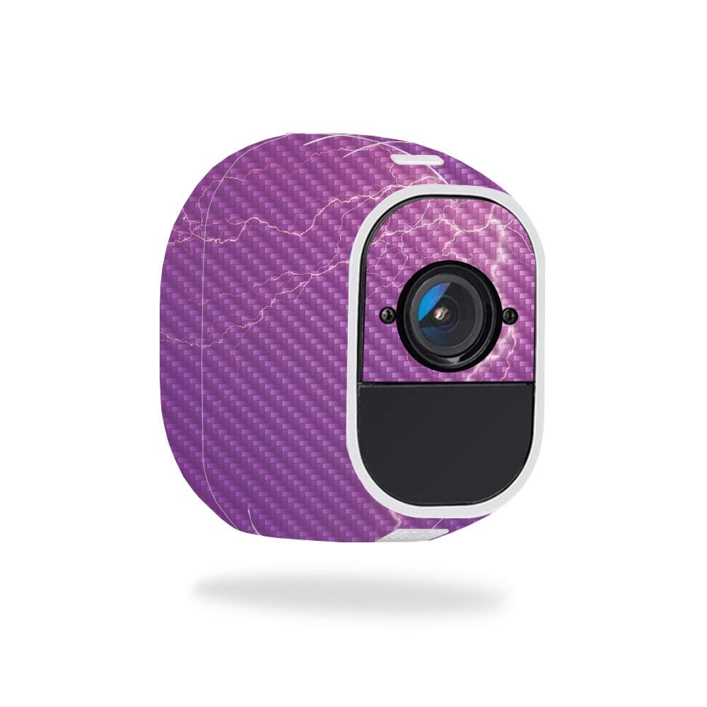 MightySkins Carbon Fiber Skin for Netgear Arlo Pro 2 - Purple Lightning | Protective, Durable Textured Carbon Fiber Finish | Easy to Apply, Remove, and Change Styles | Made in The USA