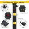 SURAIELEC 10 Outlet Long Power Strip Surge Protector, Industrial Heavy Duty Metal Shop Power Strip with Flat Plug, 1000 Joules, 15 AMP Breaker, 6FT Cord, Wall Mountable, for Work Bench, Shop, Garage view 2