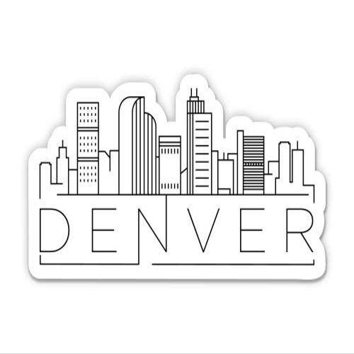 Squiddy Denver Colorado City Skyline - Vinyl Sticker for Car, Laptop, Notebook (5" Wide)