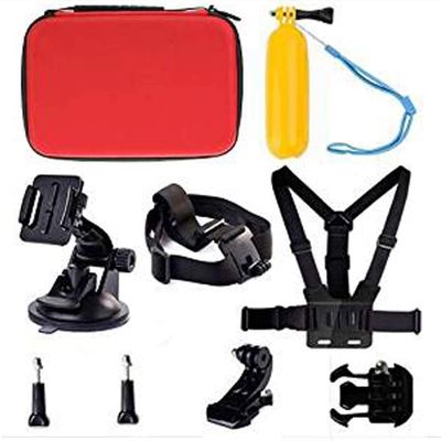 Navitech 8 in 1 Action Camera Accessory Combo Kit with Red Case - Compatible with Crosstour 4K 16MP Sport Action Camera