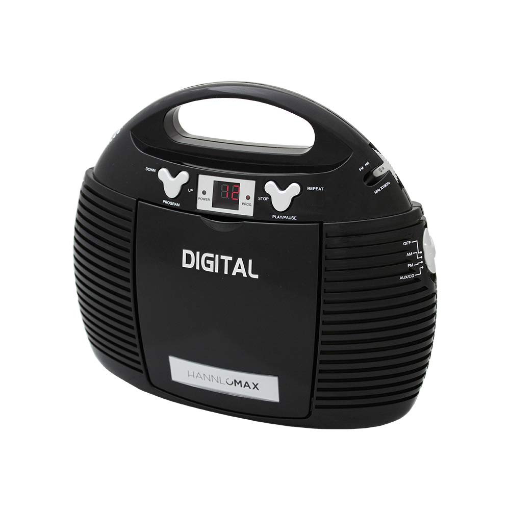 HANNLOMAX HX-327CD Portable CD Player with AM/FM Radio, Aux-in, AC/DC Dual Power Source. (Black)