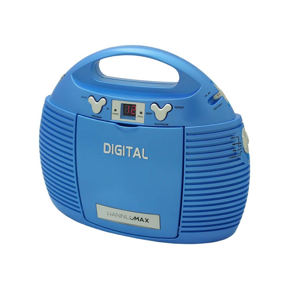 HANNLOMAX HX-327CD Portable CD Player with AM/FM Radio, Aux-in, AC/DC Dual Power Source. (Blue)