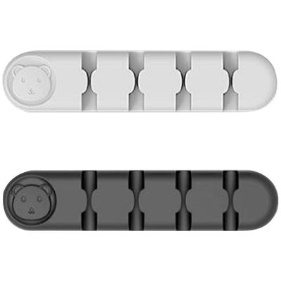Hemobllo 2pcs Silicone Desk Cord Organizer Clips Self-Adhesive Cable Management for USB Phone Charger and Audio Cords Black White Color Options for Efficient Wire Organization
