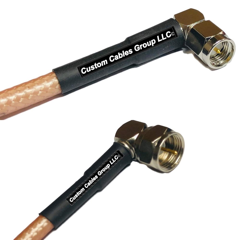 50 feet RG142 SMA Male Angle to F Male Angle RF Pigtail Coaxial Cable