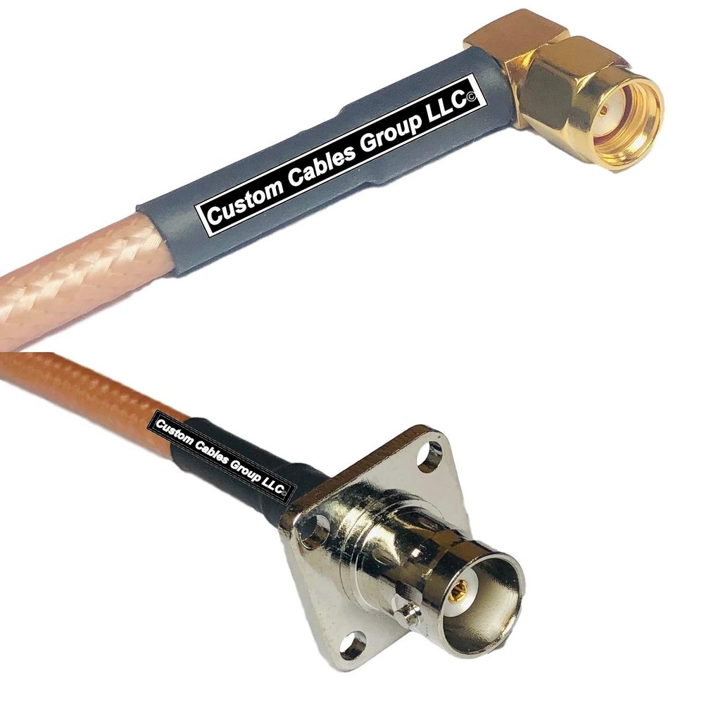 1 feet RG142 RP-SMA Male Angle to BNC Flange Female RF Pigtail Coaxial Cable