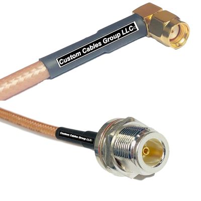 15 feet RG142 RP-SMA Male Angle to N Female Bulkhead RF Pigtail Coaxial Cable