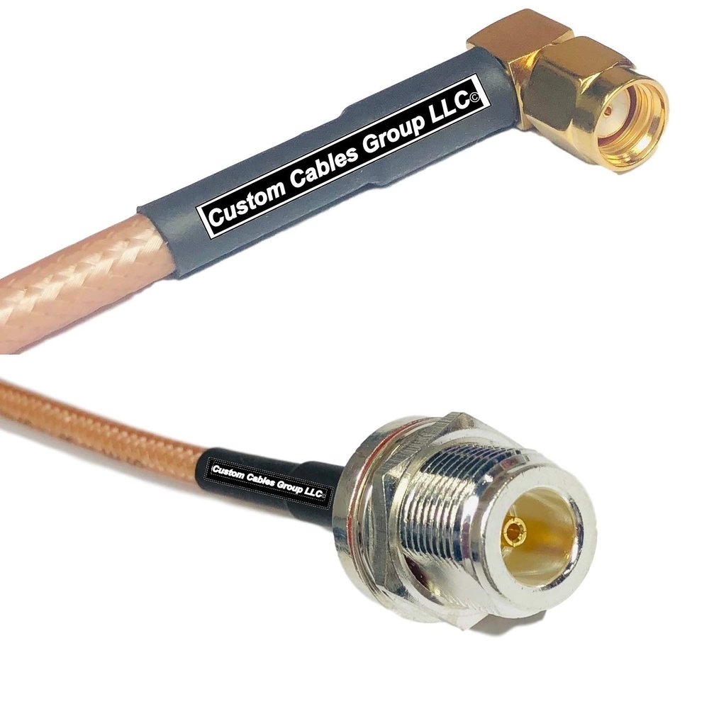 15 feet RG142 RP-SMA Male Angle to N Female Bulkhead RF Pigtail Coaxial Cable