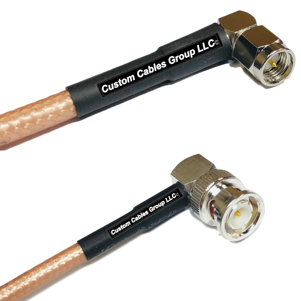 25 feet RG142 SMA Male Angle to BNC Male Angle RF Pigtail Coaxial Cable