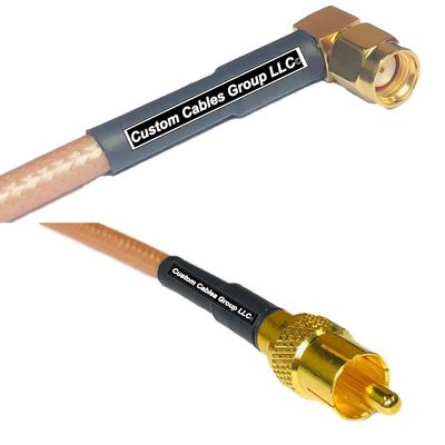 6 feet RG142 RP-SMA Male Angle to RCA Male RF Pigtail Coaxial Cable