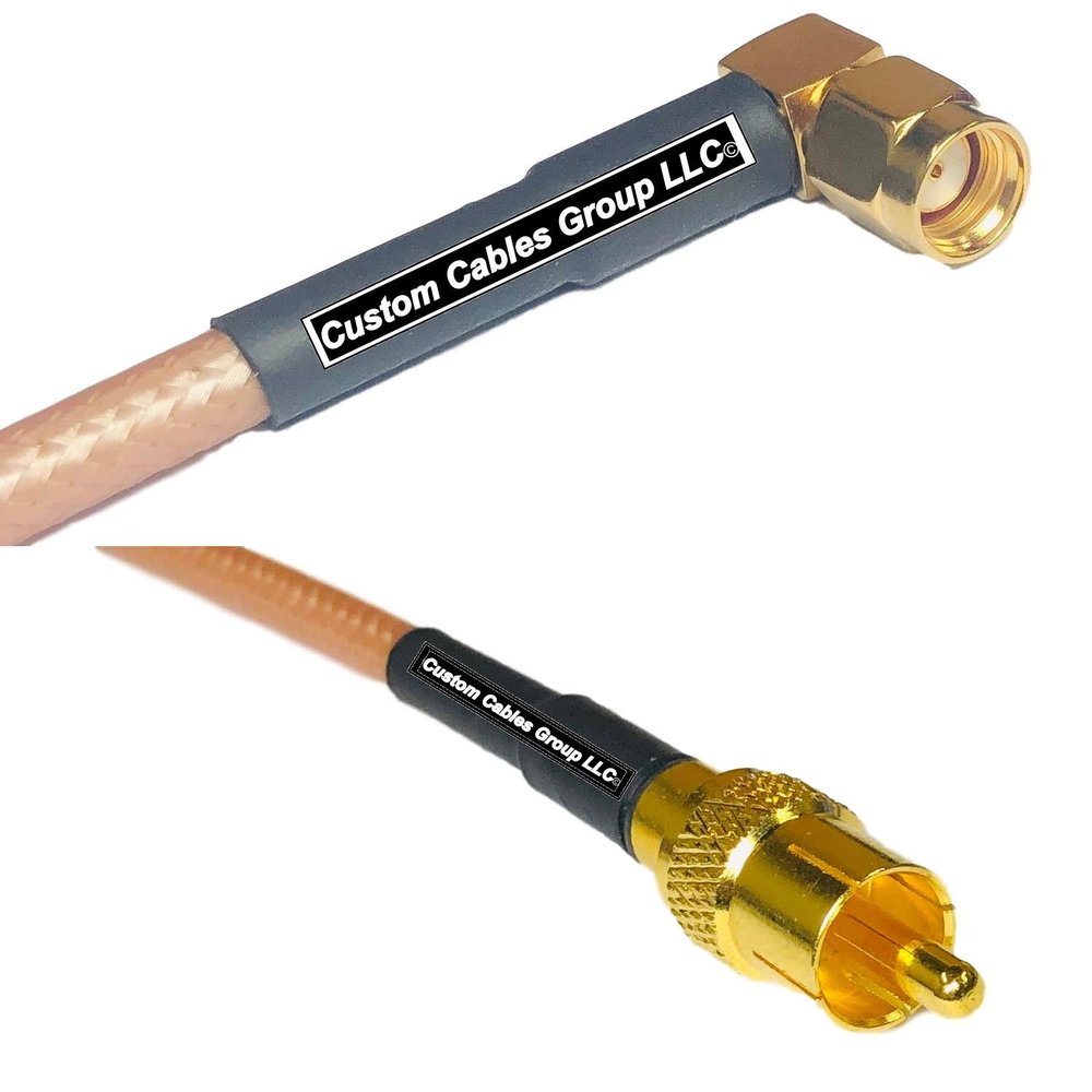 6 feet RG142 RP-SMA Male Angle to RCA Male RF Pigtail Coaxial Cable