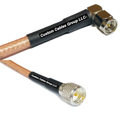 1 feet RG142 SMA Male Angle to Mini UHF Male RF Pigtail Coaxial Cable