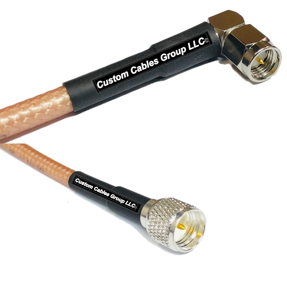 1 feet RG142 SMA Male Angle to Mini UHF Male RF Pigtail Coaxial Cable