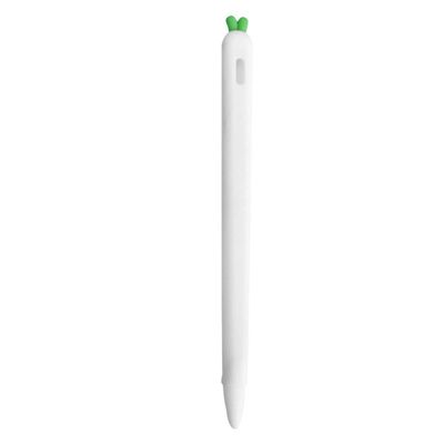 Hemobllo Case Compatible for Apple Pencil - Carrot Shaped Stylus Sleeve Cover Anti-Slip Case Touch Screen Pen Silicone Sleeve Holder Protective Skin Cover Compatible with Apple Pencil 2 (White)
