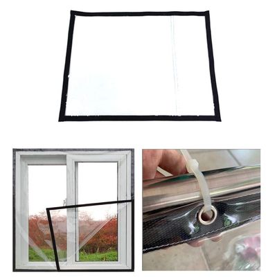 COSMOSS Window Door Insulation Plastic PVC Shield Panel Film Block Wind Screen Electricity Efficient Dust Balcony Patio Storm Hurricane Barrier Glass Protection (Ring Hole, 70"x98")