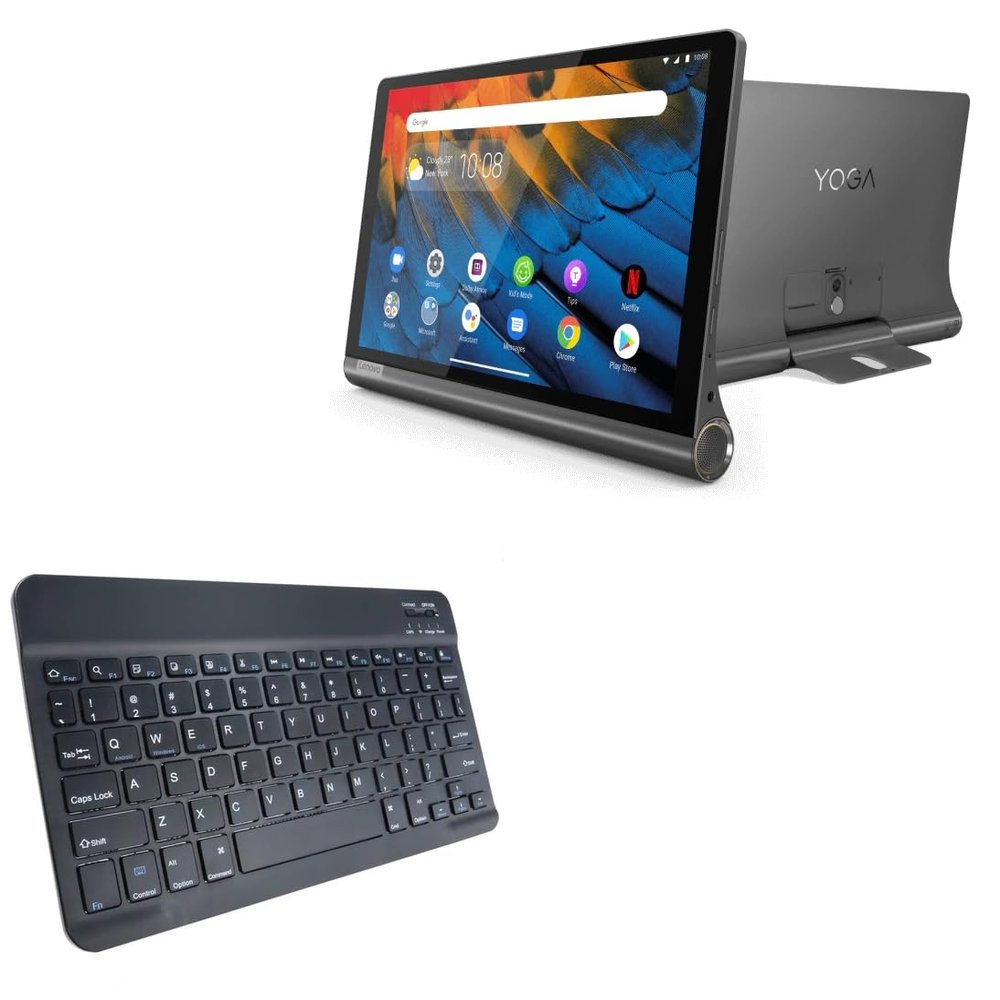 BoxWave Keyboard Compatible with Lenovo Yoga Smart Tab PRC - SlimKeys Bluetooth Keyboard, Portable Thin with Chiclet-Style Keys - Jet Black
