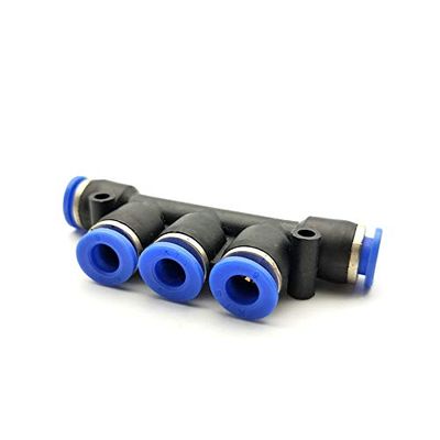 6mm 5 Way Splitter One Touch Push in Connector Pneumatic Union Coupler Black