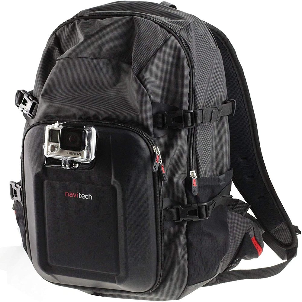 Navitech Action Camera Backpack & Red Storage Case with Integrated Chest Strap - Compatible with ThiEYE T5 Action Camera
