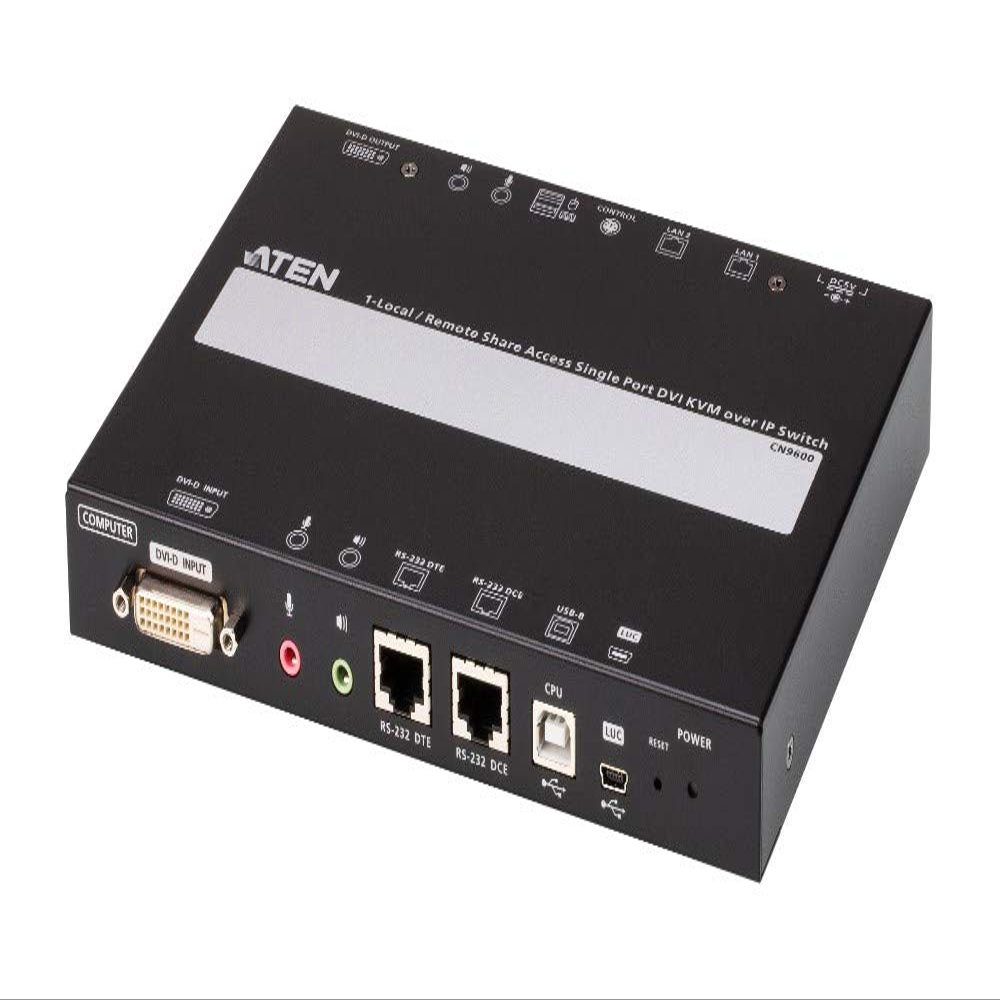 ATEN 1-Local/Remote Share Access Single Port DVI KVM Over IP, W125663834 (Single Port DVI KVM Over IP Switch CN9600-AT-G, 1920 x 1200 Pixels, Ethernet LAN, 5.55 W, Black)