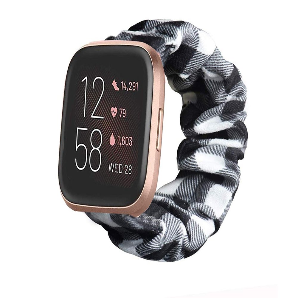 200Pcs Compatible for Fitbit Versa 2 Bands, Blueshaw Fabric Elastic Scrunchie Elastic Watch Band Women Cute Replacement Straps Compatible with Fitbit Versa 2 / Versa 2 lite/Versa (Grid)